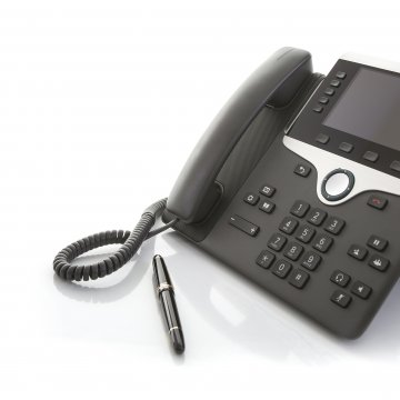 voip services axvoice desk phone black on white background